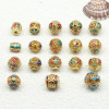 Ancient Golden Sand Gold Enamel Baked Blue Dripping Oil Through-hole Round Beads Bucket