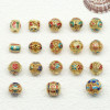 Ancient Golden Sand Gold Enamel Baked Blue Dripping Oil Through-hole Round Beads Bucket