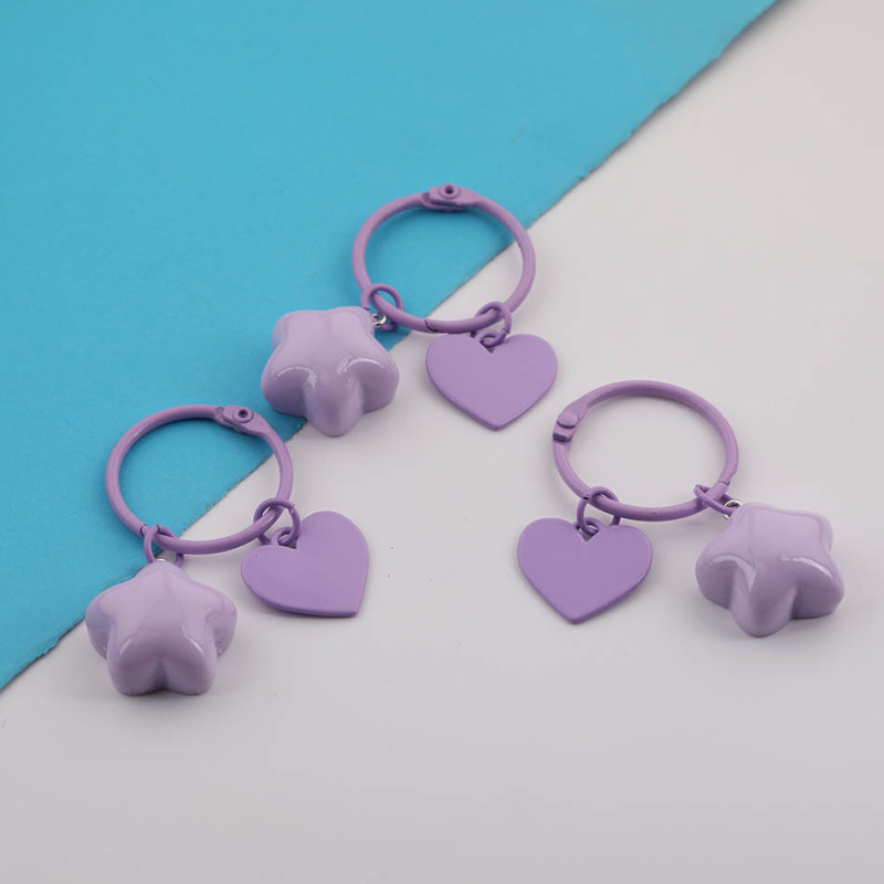 Small Fresh Star Acrylic Love Metal Keychain Handmade Diy Bag Decoration Pendant Jewelry