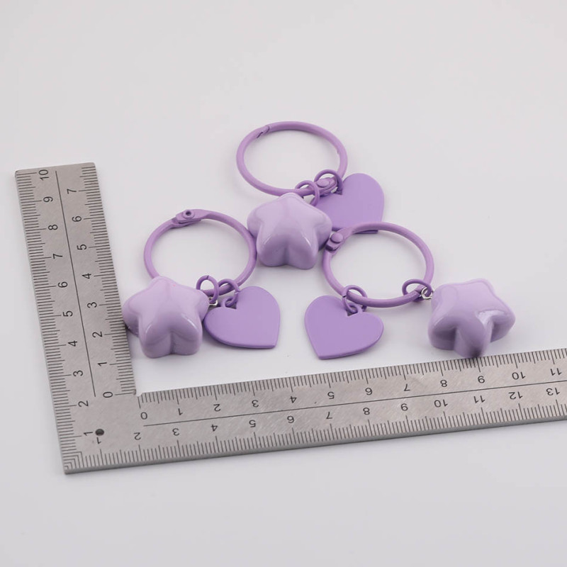 Small Fresh Star Acrylic Love Metal Keychain Handmade Diy Bag Decoration Pendant Jewelry