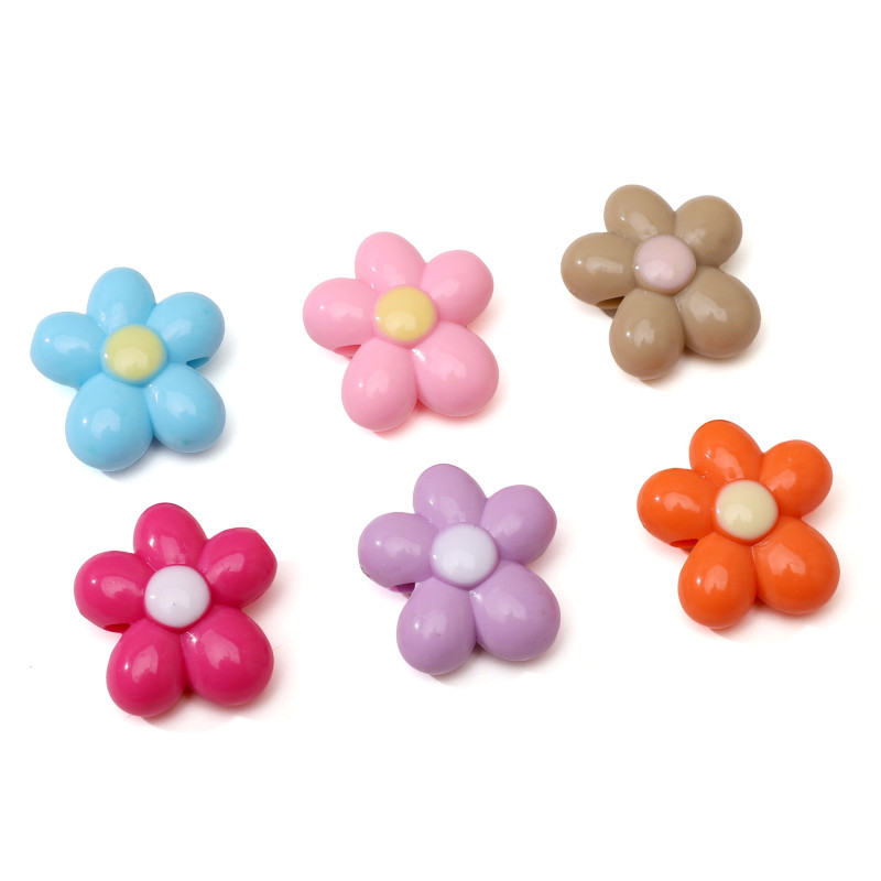 19mm Acrylic Oil Dripping Five-petal Flower Hand-beaded Handmade Diy Bracelet Necklace