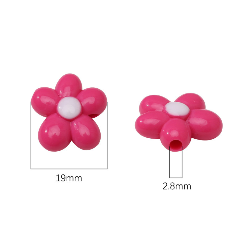 19mm Acrylic Oil Dripping Five-petal Flower Hand-beaded Handmade Diy Bracelet Necklace