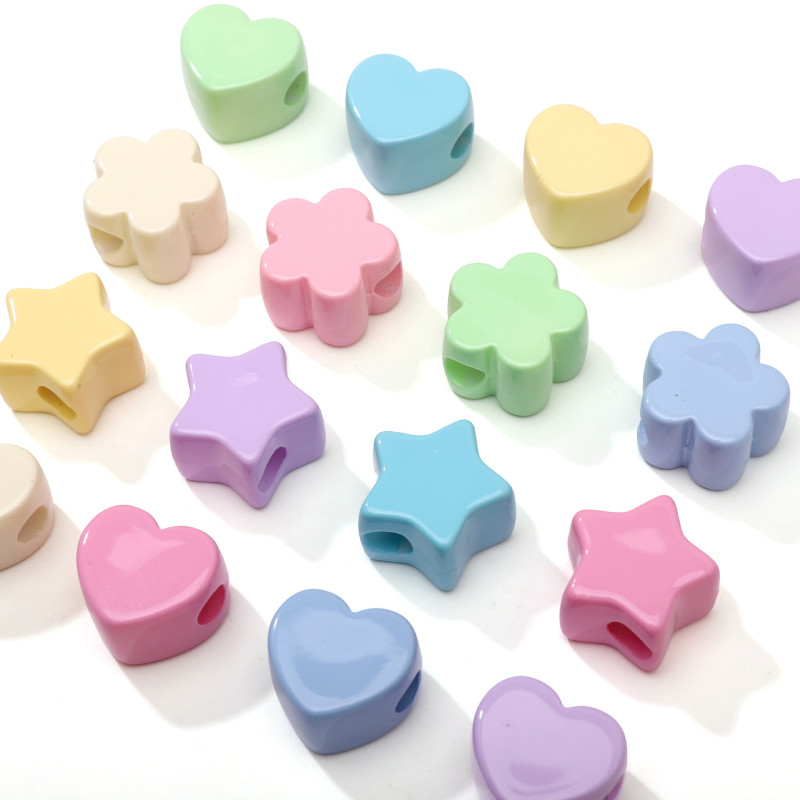 Acrylic Cream Large Hole Beads Five-pointed Star Plum Blossom Love Handmade Diy Homemade