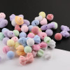 Macaron Color Three-dimensional Star Round Bead Bow Flocking Straight Hole Loose Handmade