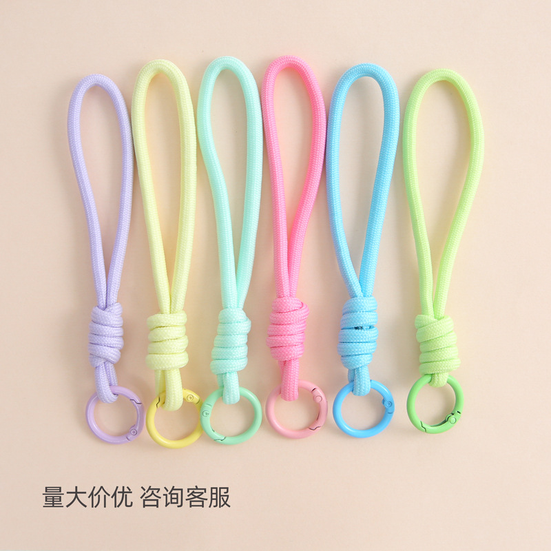 Colorful and Versatile Hand-woven Rope Mobile Phone Lanyard Short Doll Keychain Anti-lost