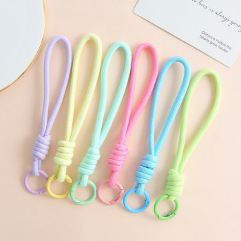 Colorful and Versatile Hand-woven Rope Mobile Phone Lanyard Short Doll Keychain Anti-lost