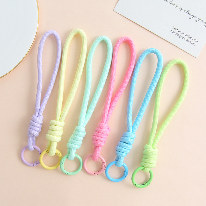 Colorful and Versatile Hand-woven Rope Mobile Phone Lanyard Short Doll Keychain Anti-lost