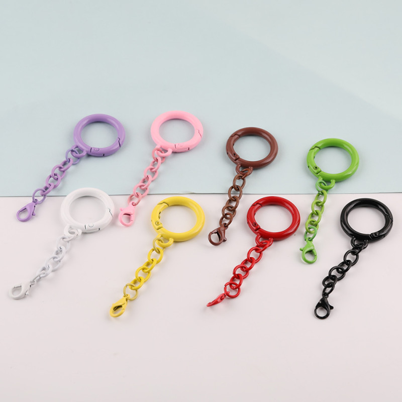 Candy-colored Paint Spring Ring Four-section Chain Hanging Lobster Buckle Key Pendant Diy