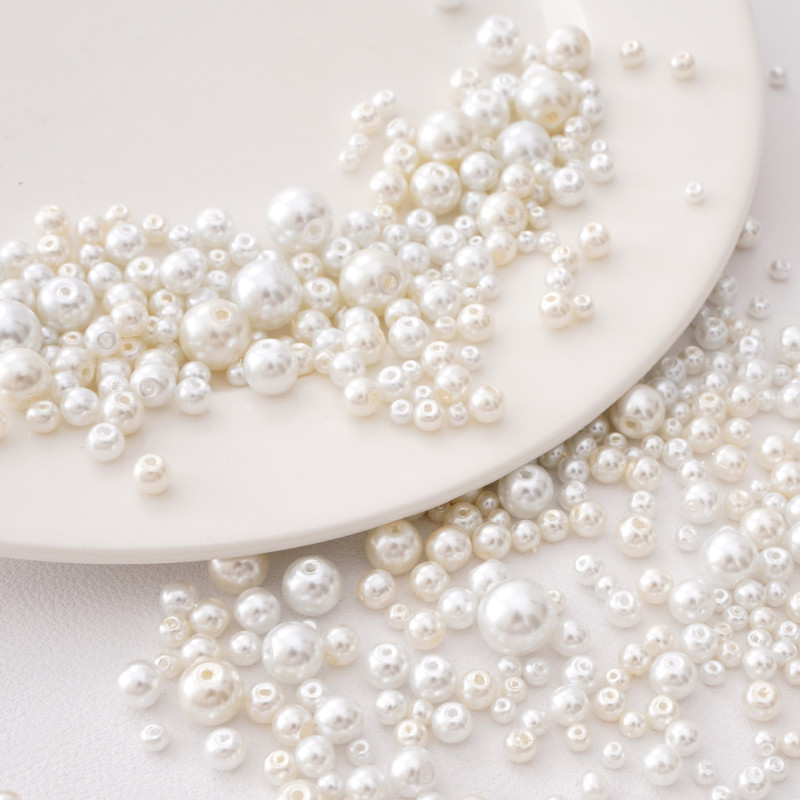 3-5mm White Glass Pearl Loose Beads Hand String Handmade Diy Bracelet Necklace Jewelry