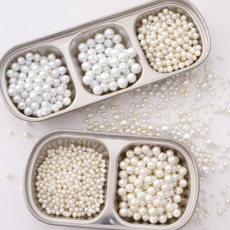 3-5mm White Glass Pearl Loose Beads Hand String Handmade Diy Bracelet Necklace Jewelry