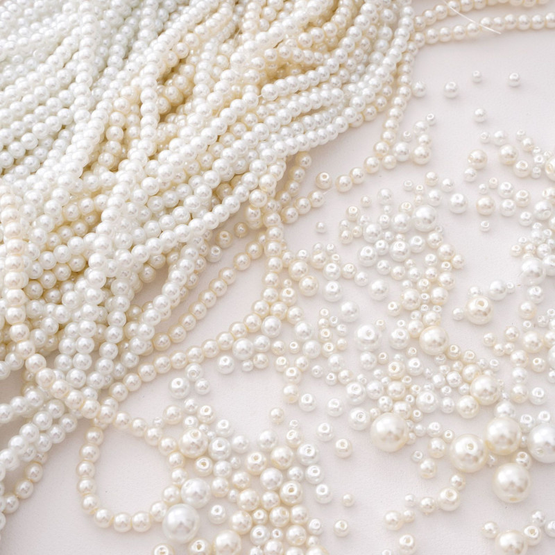 3-5mm White Glass Pearl Loose Beads Hand String Handmade Diy Bracelet Necklace Jewelry