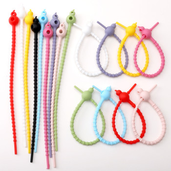 Colorful Silicone Double-hole Gourd Tie Multi-functional Tie About 20cm Long Handmade Diy