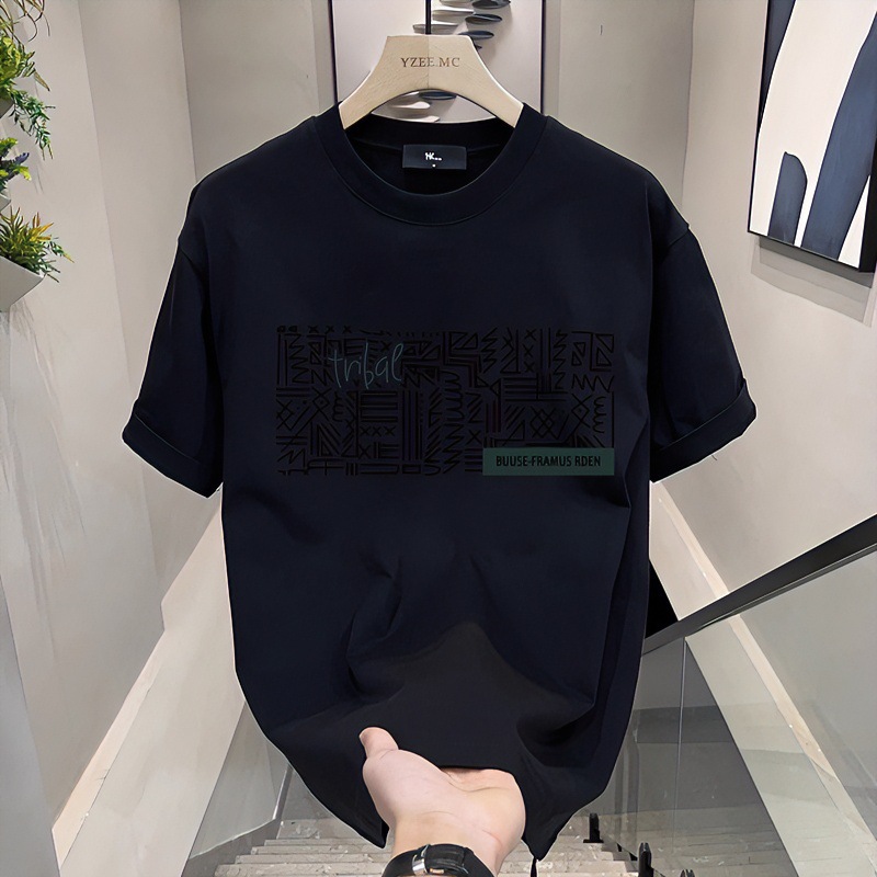European Code Pure Cotton 2024 Summer New Short-sleeved T-shirts for Men and Women, Round
