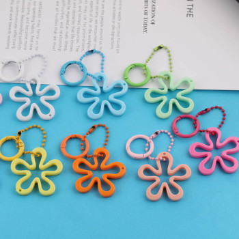 Candy Color Hollow Solid Large Flower Bead Chain Spring Ring Key Pendant Diy Bag