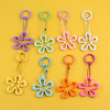 Candy Color Hollow Solid Large Flower Bead Chain Spring Ring Key Pendant Diy Bag