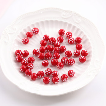 10mm Red Polka Dot Round Acrylic Beads Diy Handmade Beaded Earrings Bracelet Jewelry
