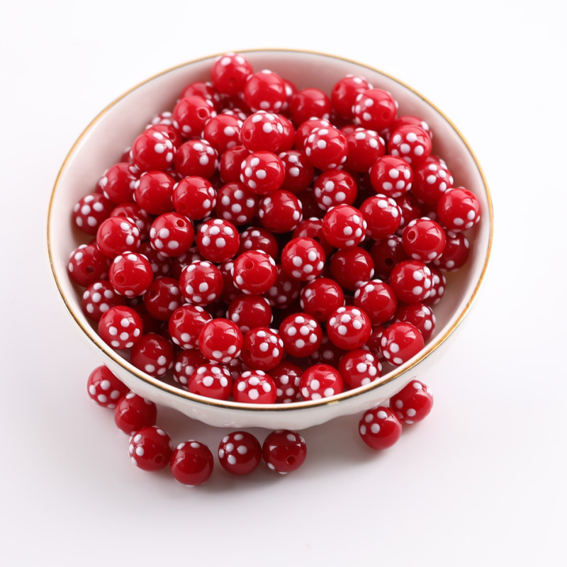 10mm Red Polka Dot Round Acrylic Beads Diy Handmade Beaded Earrings Bracelet Jewelry