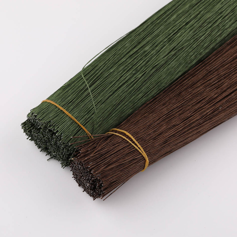 Floral Paper Wrapped Green Thin Wire Flower Shop Pole Metal Packaging Material Diy