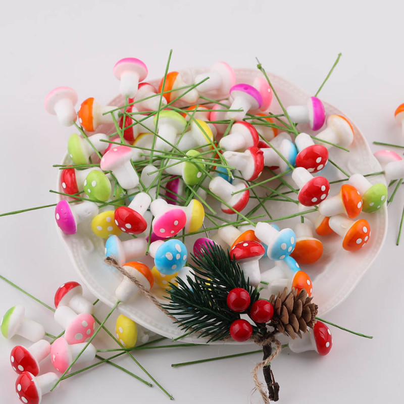 Colorful Simulation Mushroom Mini Foam Fruit Gardening Succulent Potted Plug-in Christmas