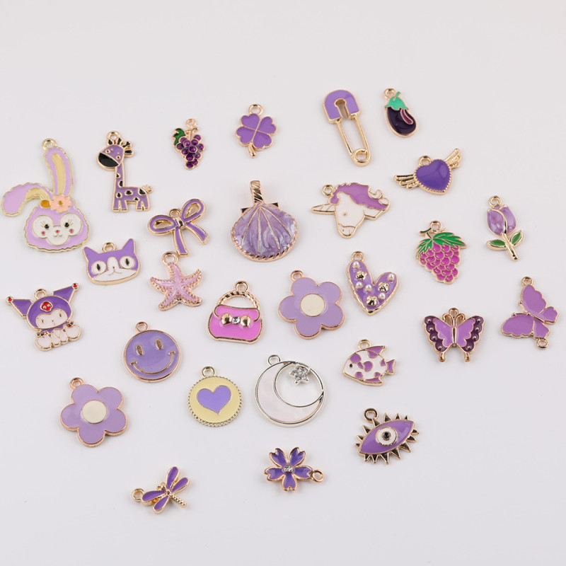 Cartoon Cute Animals Flowers Love Alloy Dripping Oil Pendant Diy Handmade Bracelet