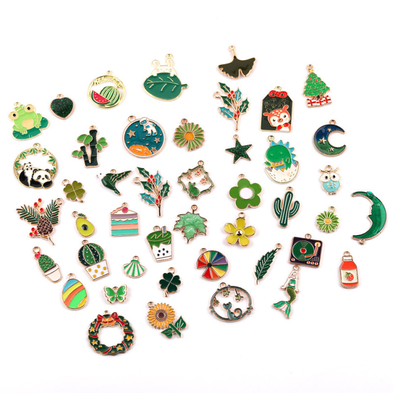 Cartoon Cute Animals Flowers Love Alloy Dripping Oil Pendant Diy Handmade Bracelet