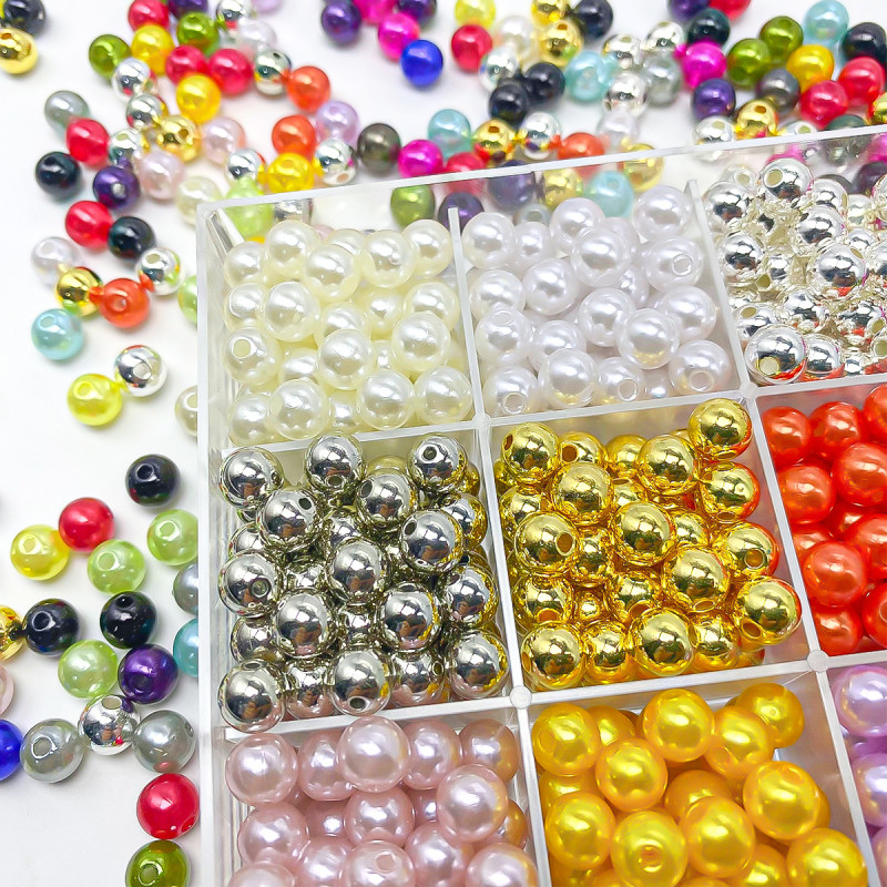 Diy Jewelry Accessories Loose Beads 3-20mm White Beige Abs Imitation Pearl Straight Hole