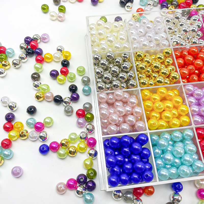 Diy Jewelry Accessories Loose Beads 3-20mm White Beige Abs Imitation Pearl Straight Hole