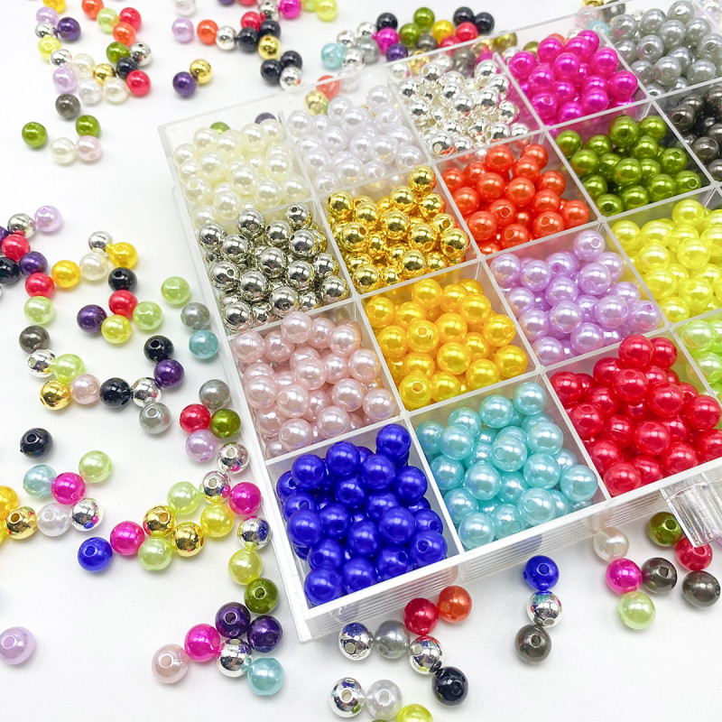 Diy Jewelry Accessories Loose Beads 3-20mm White Beige Abs Imitation Pearl Straight Hole