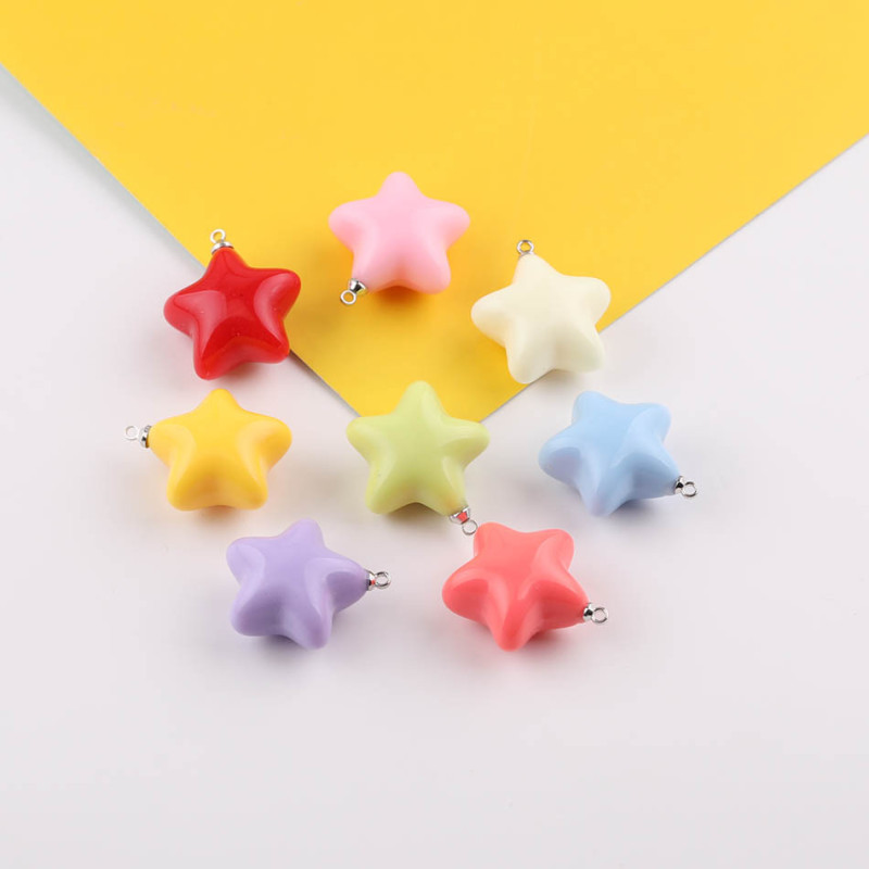 23mm Macaron Color Three-dimensional Five-pointed Star Acrylic Fat Pendant Diy Handmade