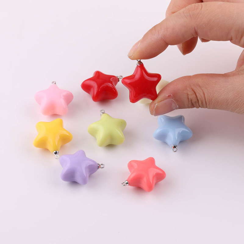 23mm Macaron Color Three-dimensional Five-pointed Star Acrylic Fat Pendant Diy Handmade