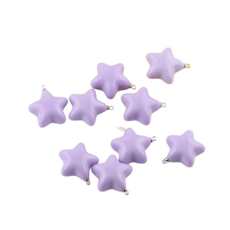 23mm Macaron Color Three-dimensional Five-pointed Star Acrylic Fat Pendant Diy Handmade