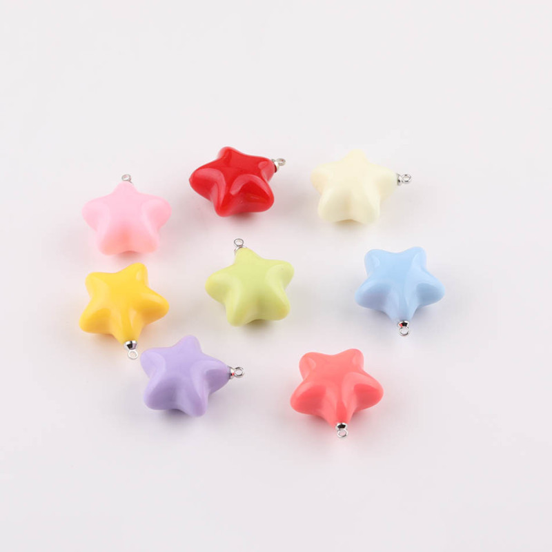 23mm Macaron Color Three-dimensional Five-pointed Star Acrylic Fat Pendant Diy Handmade
