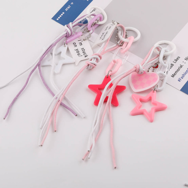 Creative Hollow Star Chain Buckle Cord Key Lanyard Diy Handmade Bag Decoration Pendant