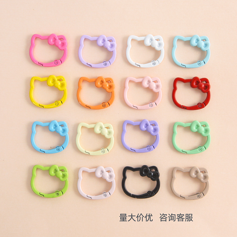 New Dopamine Zinc Alloy Bow Kt Cat Spring Buckle Keychain Connection Diy Handmade Jewelry
