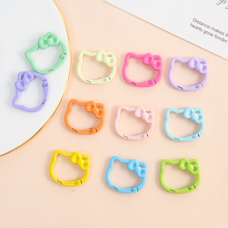 New Dopamine Zinc Alloy Bow Kt Cat Spring Buckle Keychain Connection Diy Handmade Jewelry