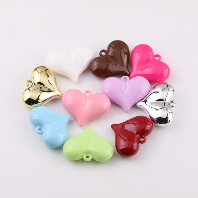 35*44mm Macaron Color Solid Large Peach Love Hanging Hole Pendant Diy Mobile Phone Chain