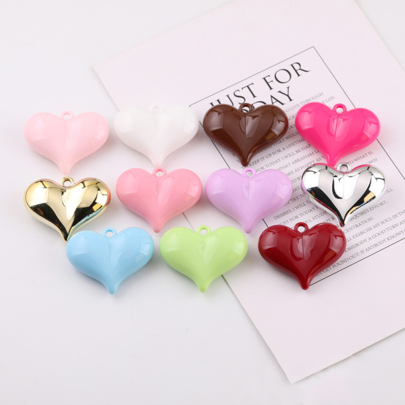 35*44mm Macaron Color Solid Large Peach Love Hanging Hole Pendant Diy Mobile Phone Chain
