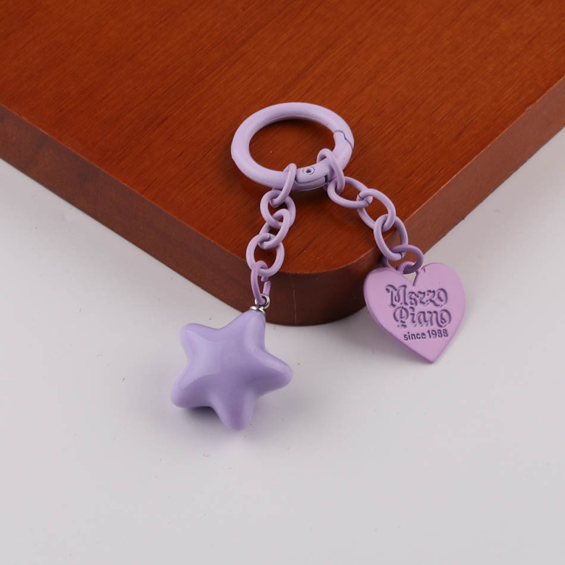 Candy Color Paint Four-section Chain English Letters Love Spring Ring Keychain Pendant