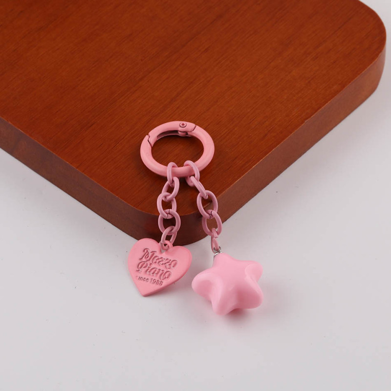 Candy Color Paint Four-section Chain English Letters Love Spring Ring Keychain Pendant