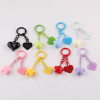 Candy Color Paint Four-section Chain English Letters Love Spring Ring Keychain Pendant