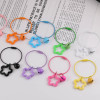 Colorful Hollow Transparent Solid Color Five-pointed Star Bell Wire Ring Keychain Diy