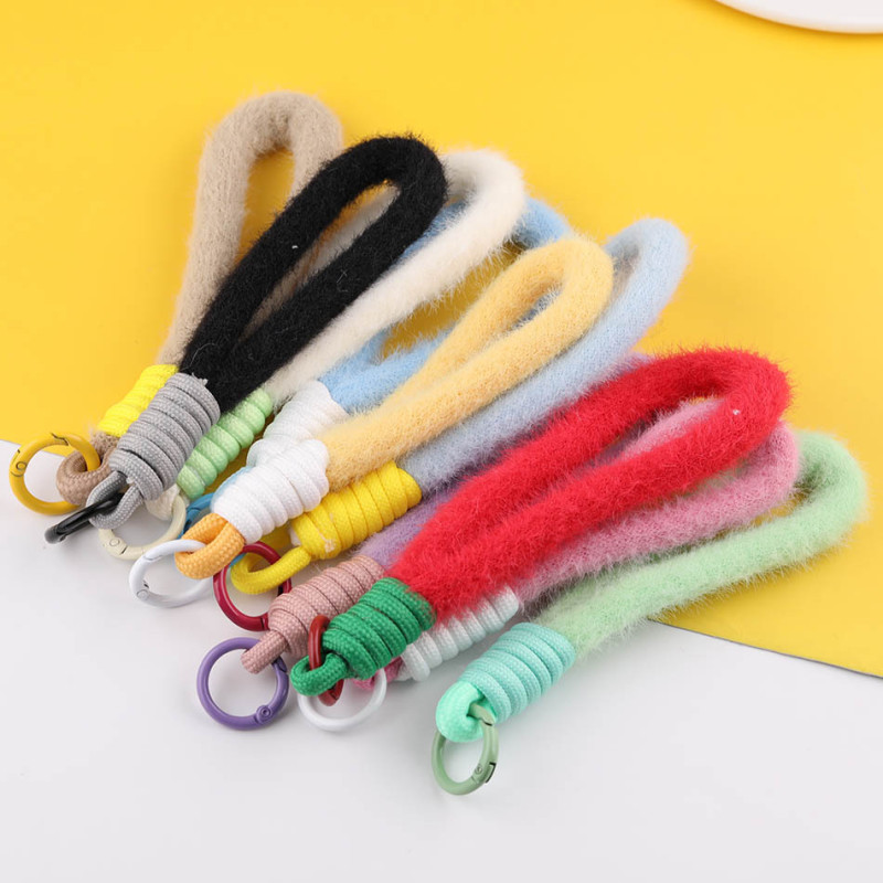 Small Fresh Colorful Plush Short Braided Rope Diy Bag Mobile Phone Case Pendant Doll