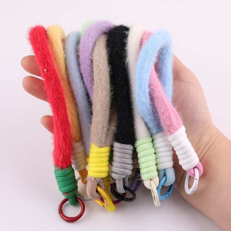 Small Fresh Colorful Plush Short Braided Rope Diy Bag Mobile Phone Case Pendant Doll