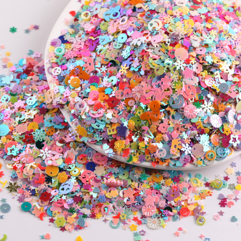Mixed Color Special-shaped Color-plated Love Stars Flowers Sequins Diy Handmade Manicure