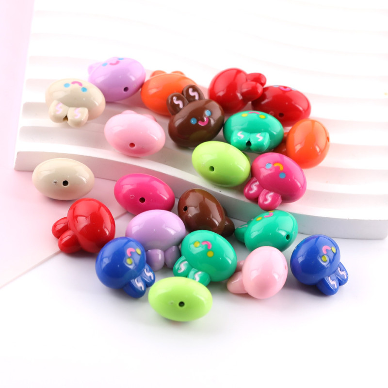20mm Colorful Cartoon Cute Smiling Bunny Resin Loose Beads Diy Handmade Bracelet Keychain