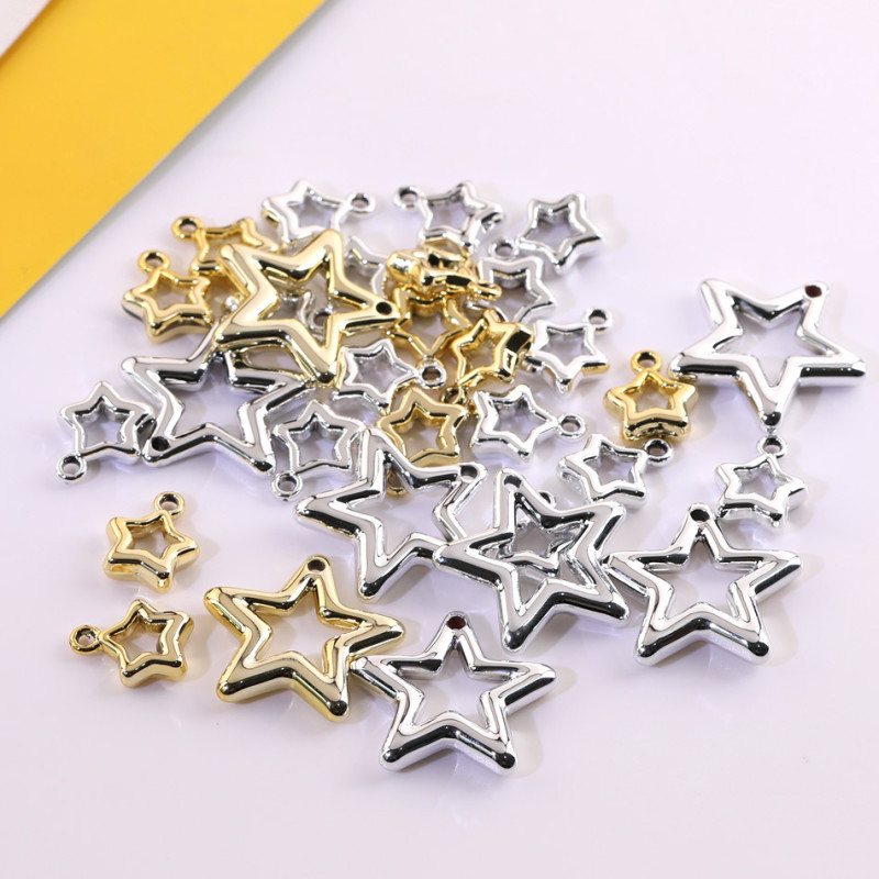 Simple Hollow Five-pointed Star with Hanging Hole Pendant Diy Handmade Earrings Necklace