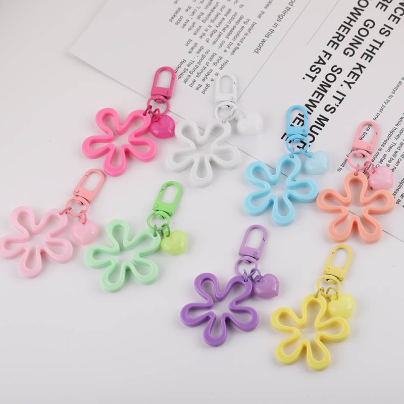 Candy Color Hollow Big Wave Flower Jelly Love Pendant Keychain Diy Handmade Earphone Set