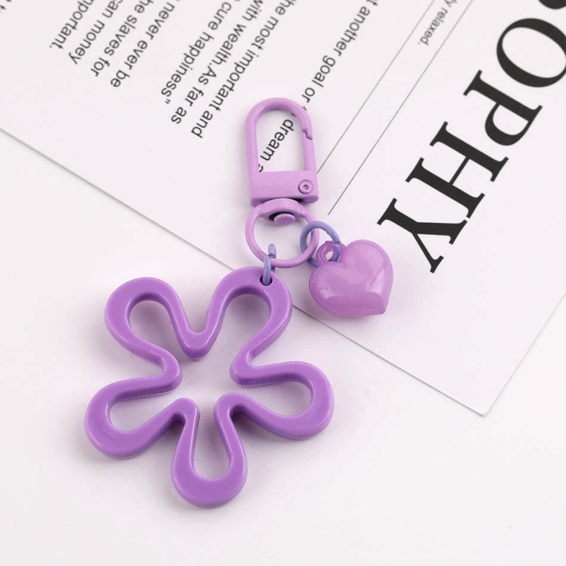Candy Color Hollow Big Wave Flower Jelly Love Pendant Keychain Diy Handmade Earphone Set