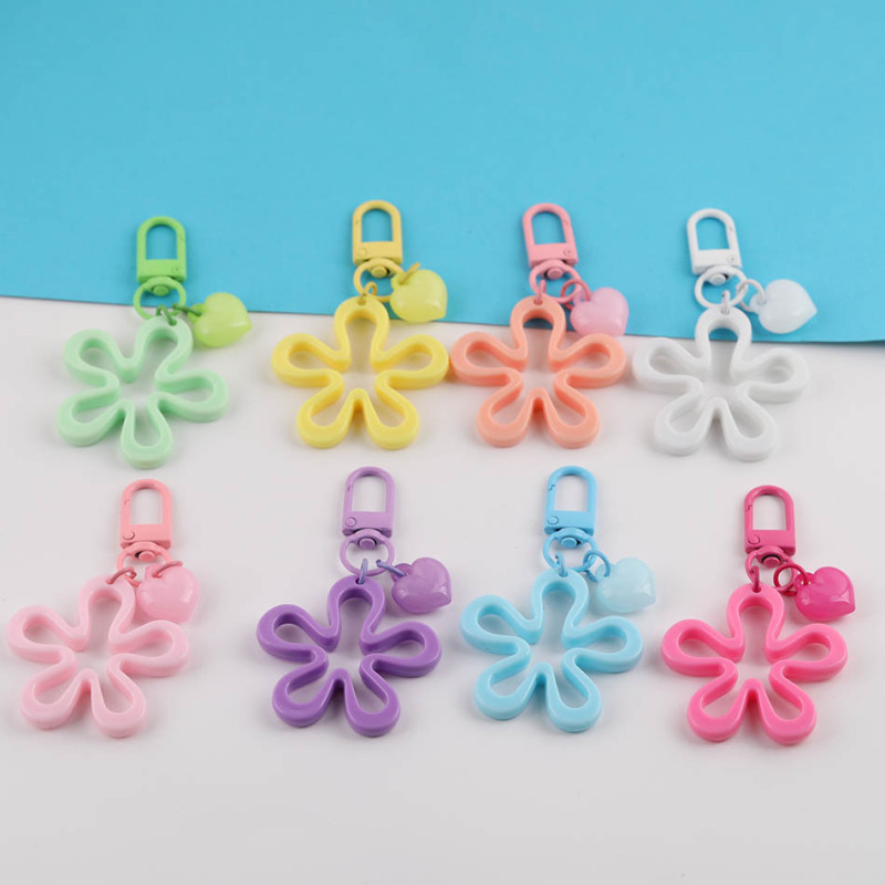 Candy Color Hollow Big Wave Flower Jelly Love Pendant Keychain Diy Handmade Earphone Set