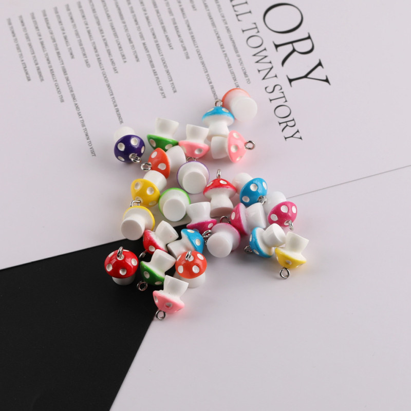 Simulated Mushroom Color Solid Luminous Mini Resin Pendant Diy Handmade Keychain Jewelry